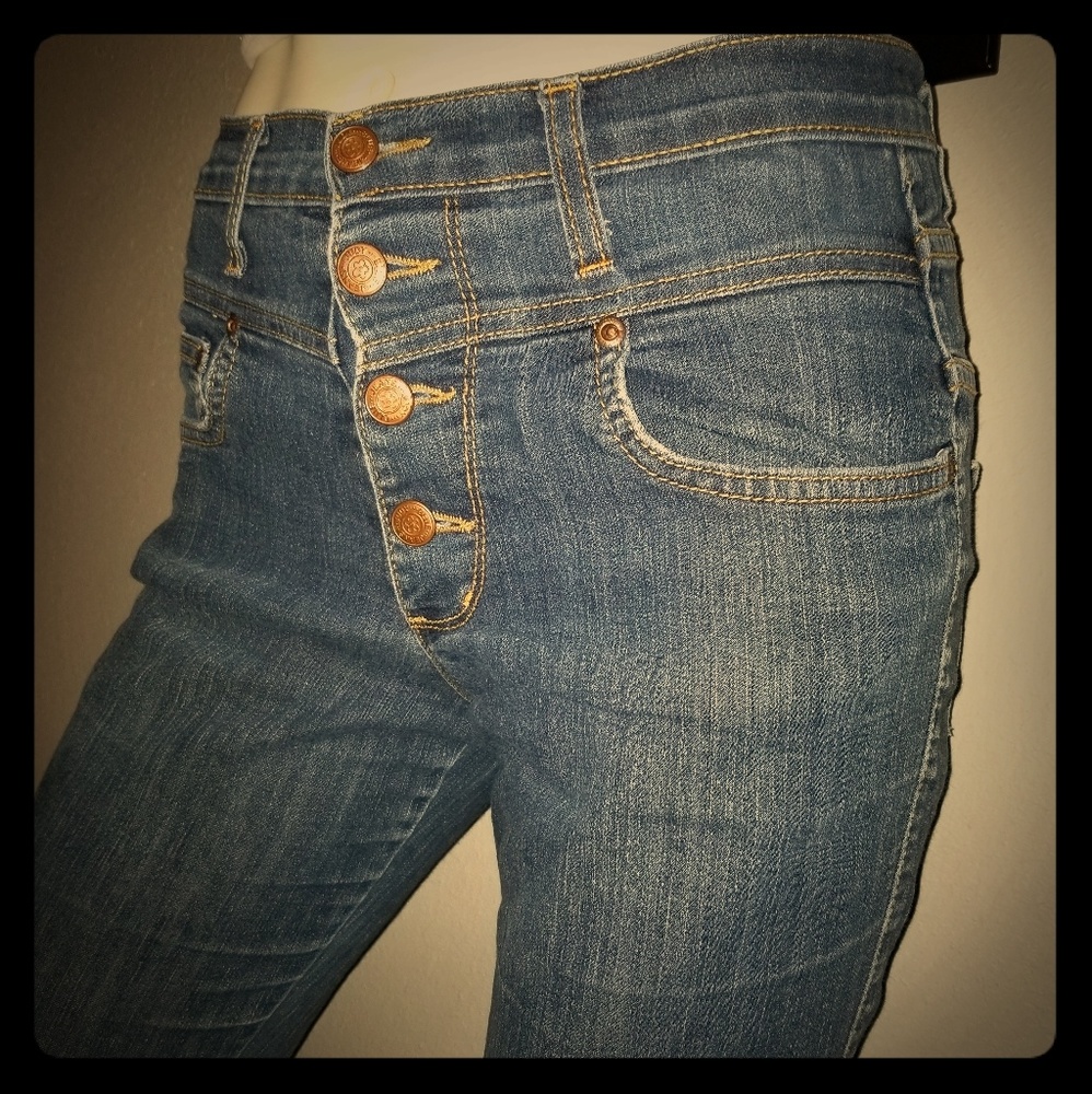 High waisted vintage button fly jeans